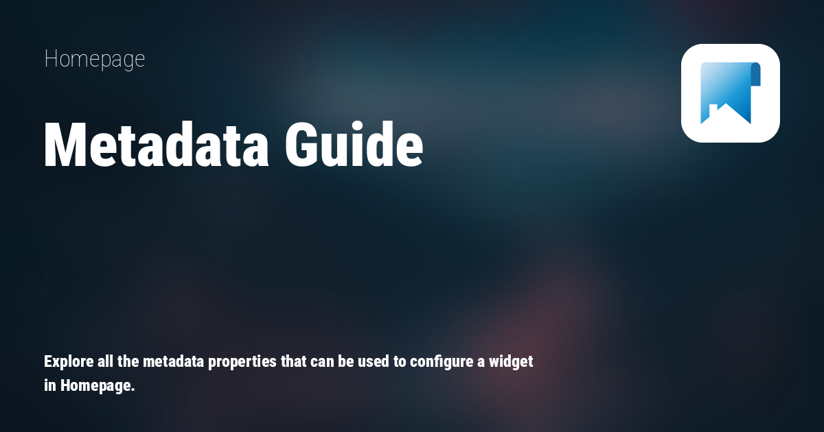 Metadata Guide - Homepage